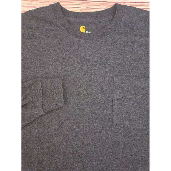 Carhartt Mens Tall Long Sleeve Tshirt XLT Gray Crewneck Work Pocket - Picture 4 of 7